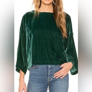 Cupcakes and cashmere green velvet bell sleeve crop top size small